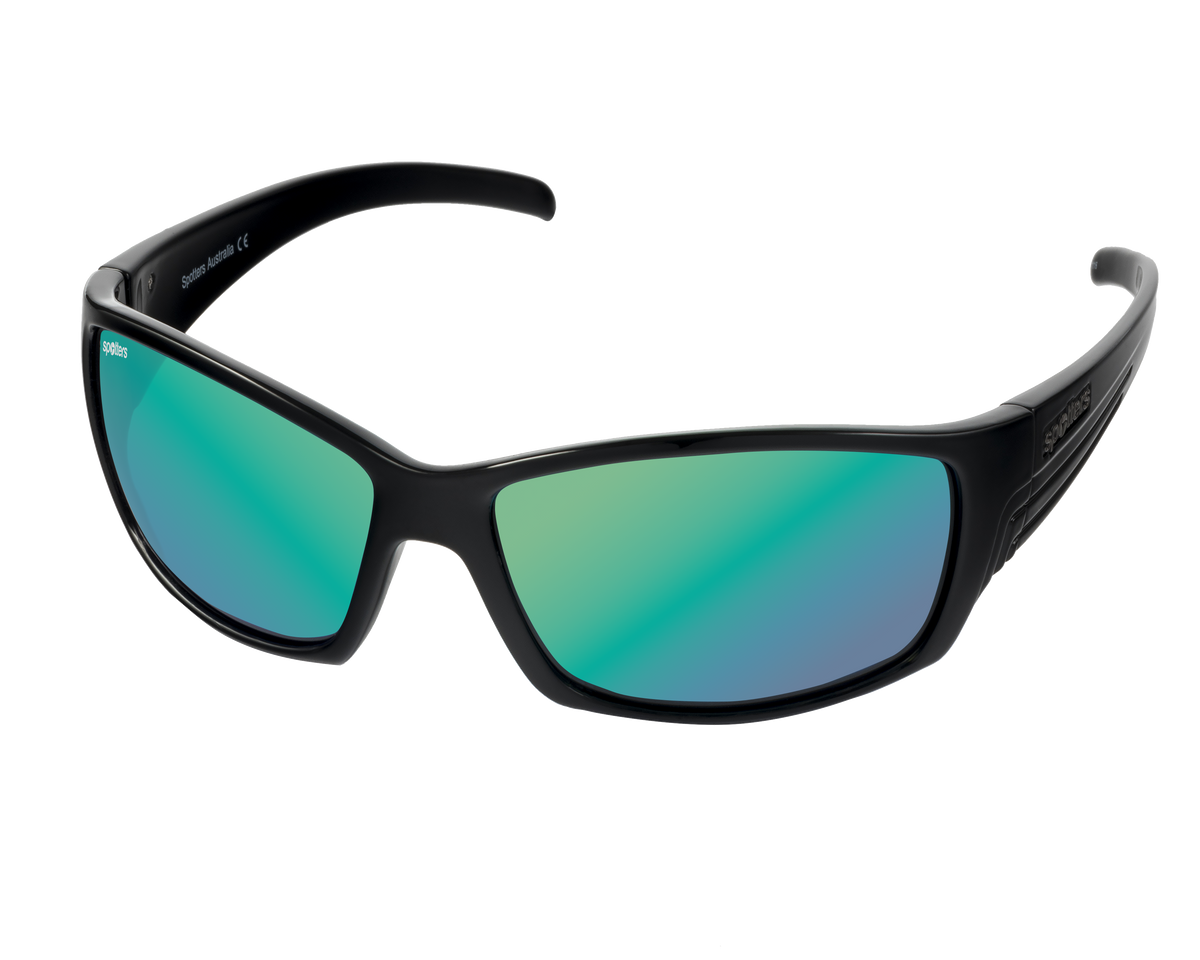 Spotters Fury Gloss Black sunglasses with Helix lenses - side view - 9336161011878