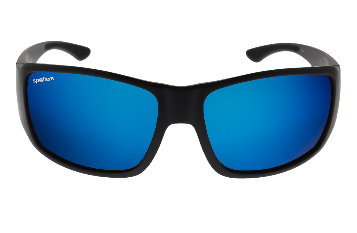 Spotters Torque Matt Black sunglasses with Ice Blue lenses - front view - 9336161011953