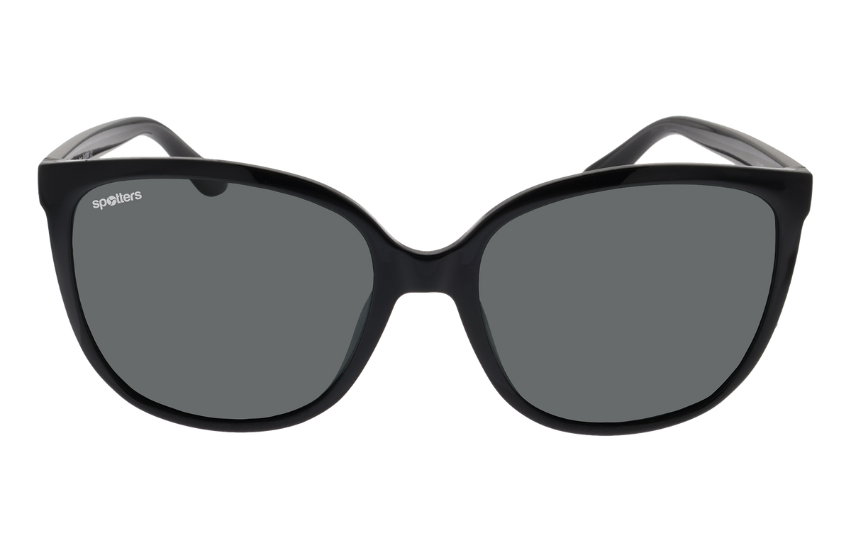 Spotters Vixen Gloss Black sunglasses with Carbon lenses - front view - 9336161011984