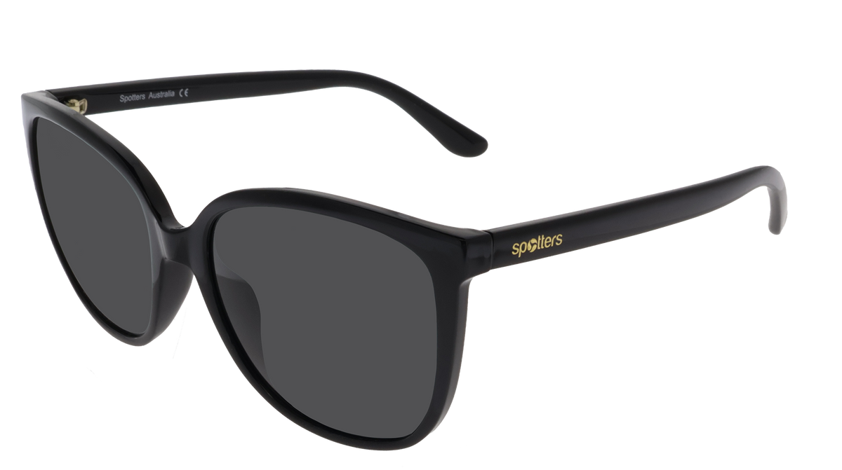 Spotters Vixen Gloss Black sunglasses with Carbon lenses - side view - 9336161011984