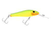 Halco TBarra Lure — 80mm / R7 Green Fluoro. Official colour illustration; diving bib may differ from the selected depth.