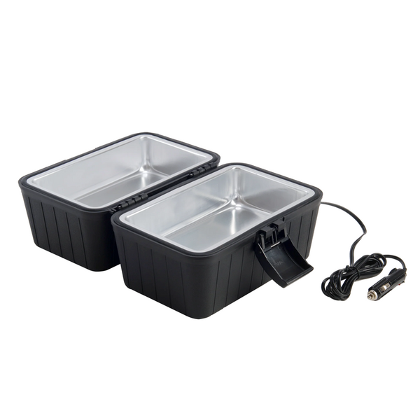Thorny Devil CA7100 12V portable food warmer, open view with power lead