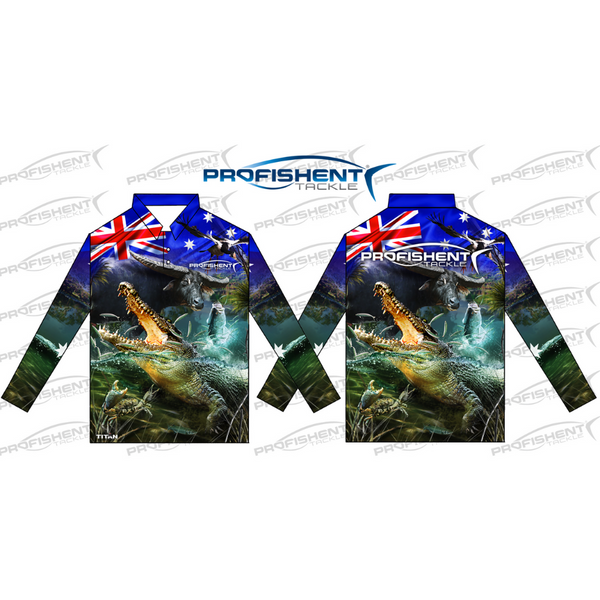 Profishent Oz Top End long sleeve fishing shirt – kids design, front and back