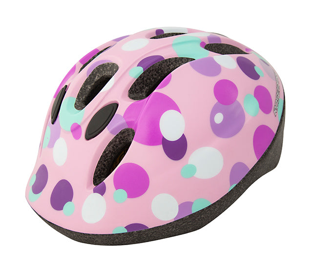 Rosebank Rio XS helmet in pink Bubbles design