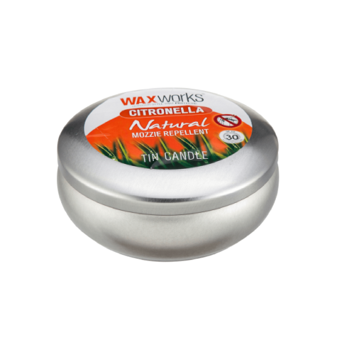 WaxWorks Large Citronella Tin Candle – 30 Hour – complete product