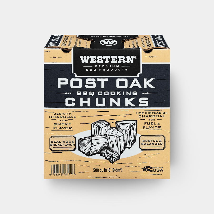 Western Premium Post Oak BBQ Cooking Chunks, complete 500 cubic inch box, item 78157