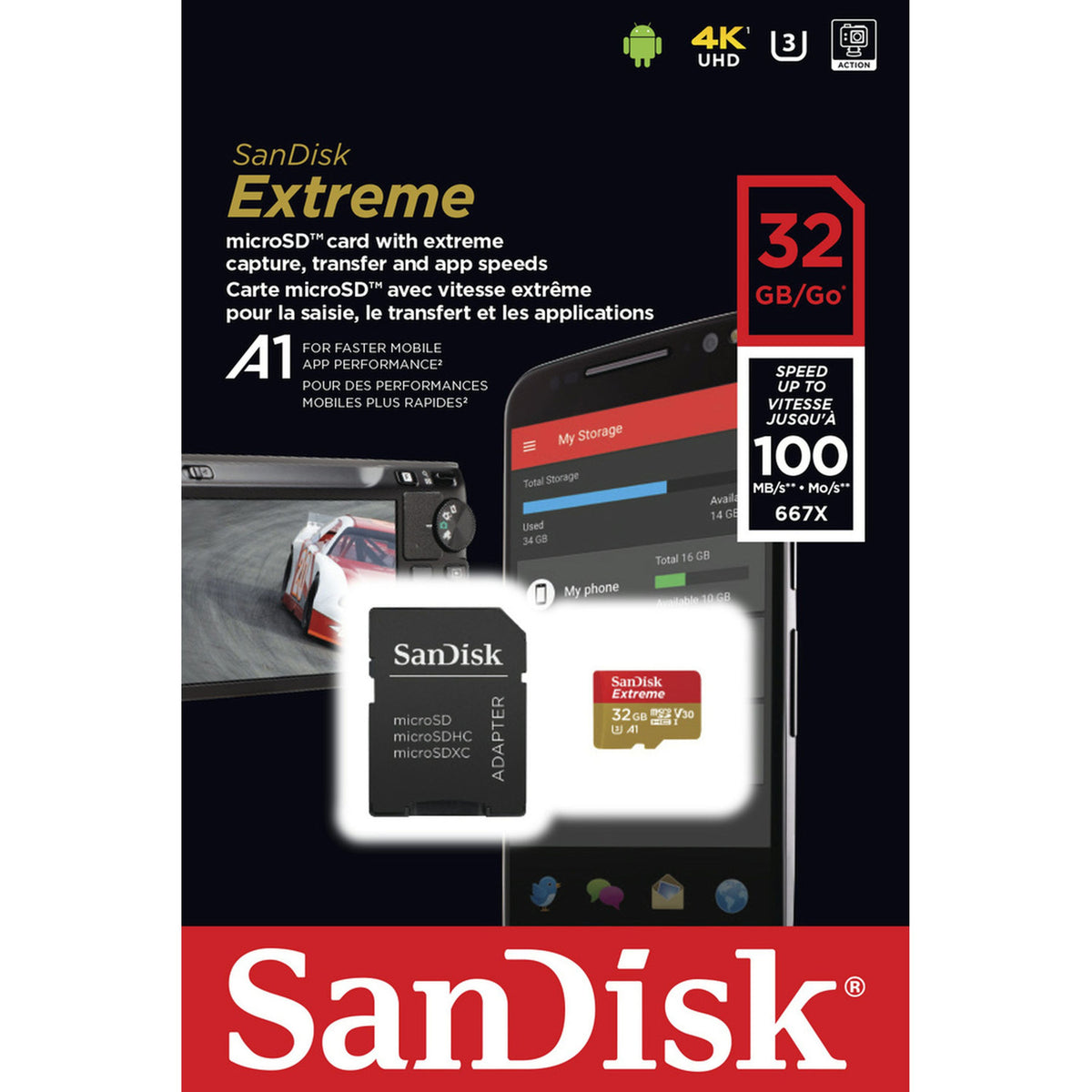 SanDisk Extreme 32GB microSD Memory Card with SD Adaptor