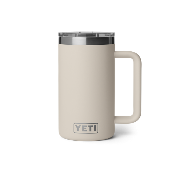 YETI Rambler 24oz ceramic lined mug in Cape Taupe, front view