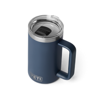 YETI Rambler 24oz ceramic lined mug in Navy, lid and handle detail